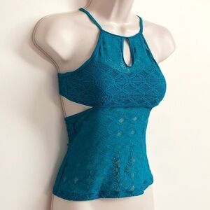 🆕 SO padded lace up tankini swim top teal